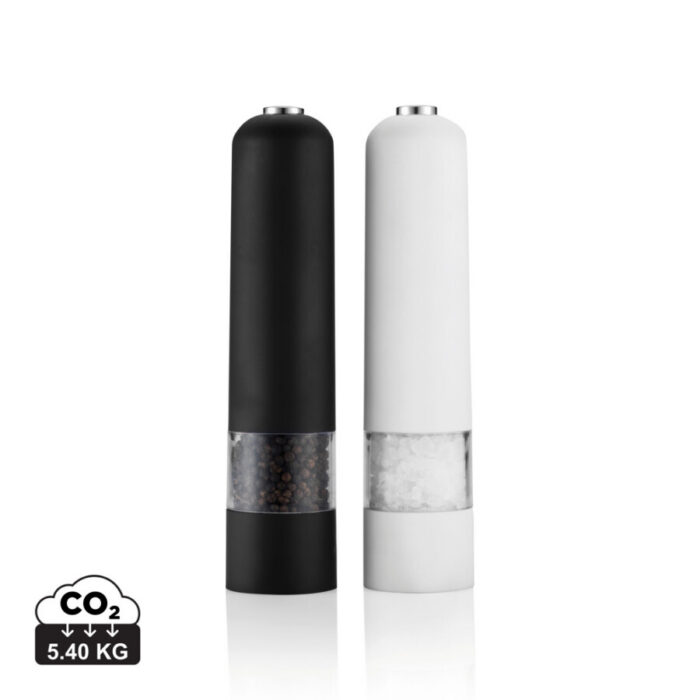 Electric pepper and salt mill set