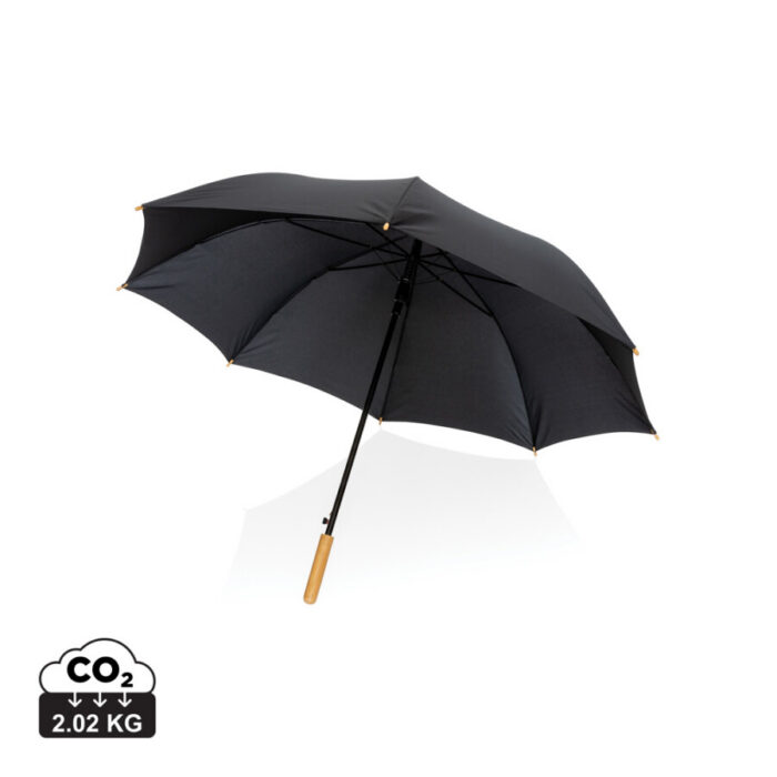 27' Impact AWARE™ RPET 190T auto open bamboo umbrella