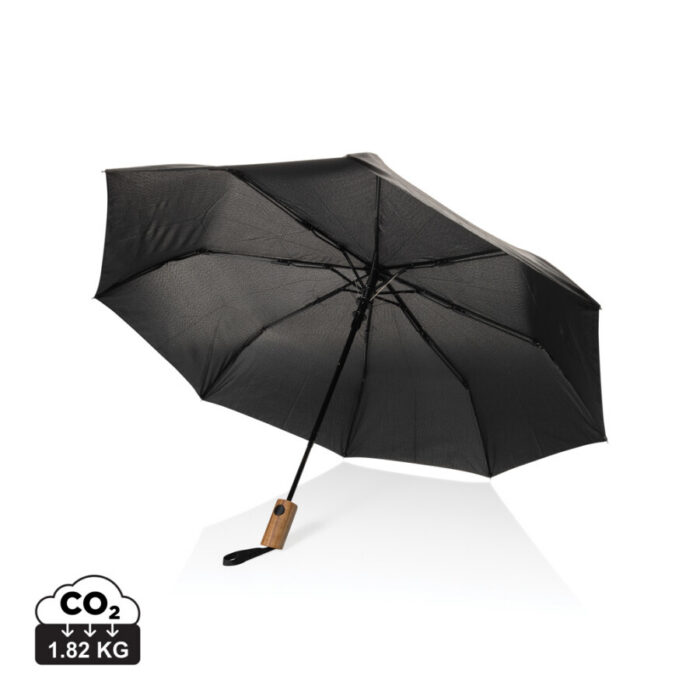 Kaycey 21' AWARE™ RPET Acacia wood mini auto open umbrella